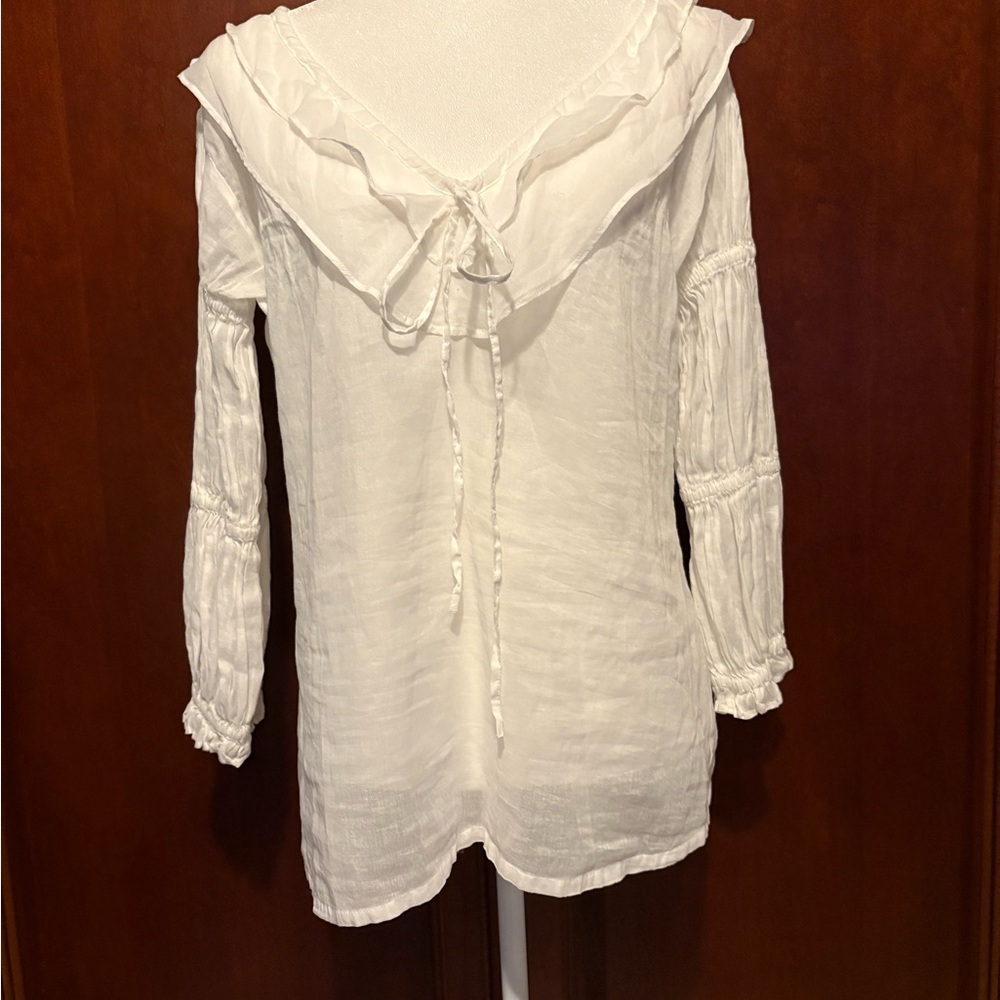 Please Don’t Tell Cotton Ruffled Lightweight Feminine White Blouse